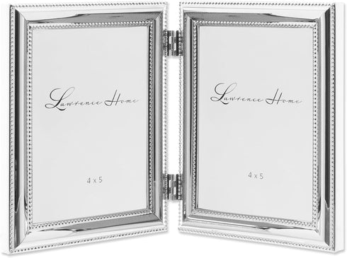 Lawrence Frames 510745D Silver Plated Double Bead Hinged Picture Frame, 4 by 5-Inch
