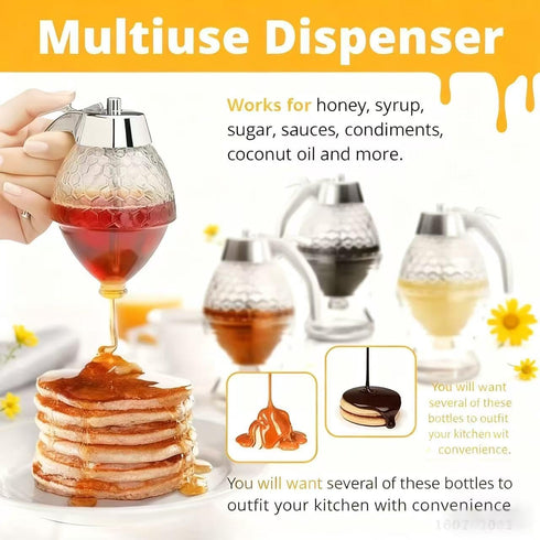 Zyntrytong Honey Dispenser,Honey Dispenser No Drip,ABS Honey Pot with Stand, Maple Syrup Honey Container, No Drip Syrup