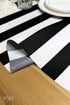 Black and White Striped Table Runner for Anniversary Dinner Party Supplies, Birthday Party Wedding Winter New Years