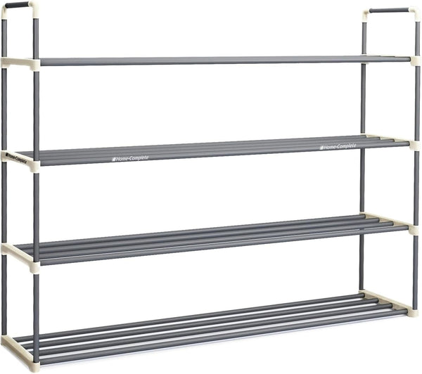 Home-Complete Shoe Rack - 4-Tier Shoe Organizer for Closet, Bathroom, Entryway -