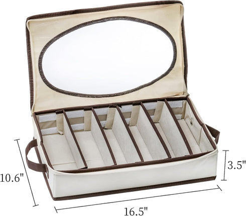 Flatware Utensil Storage Case Box, 6 Adjustable Compartment Silverware Organizer with Zipper Lid and Handles, Cutlery Storage Container for Spoon, Fork, Knife, Chopstick Oraganizing by Hiceeden
