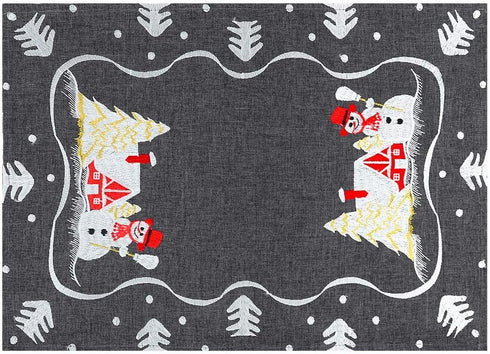 Simhomsen Set of 6 Decorative Dark Gray Snowman Table Place Mats for Christmas Holidays (12 × 18 Inch)