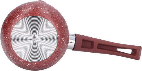 Portable Milk Pan, Aluminum Alloy Small Saucepan with Long Handle, Non Stick Coating, Mini Milk Boiling Pot (Red)