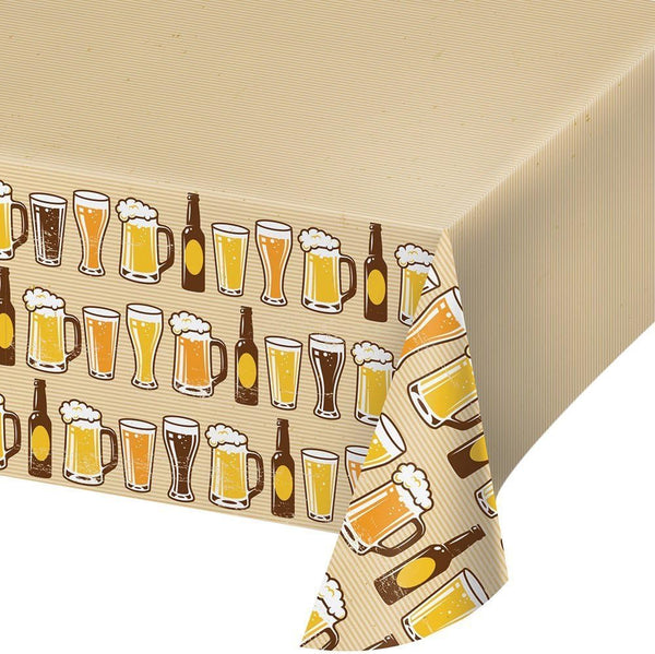 Creative Converting Border Print Plastic Tablecover - 54 x 102, Cheers/Beers (3-Pack)