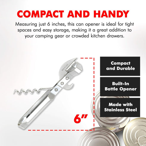 Chef Craft Select Stainless Steel 3-in-1 Can Opener, 6 Inches