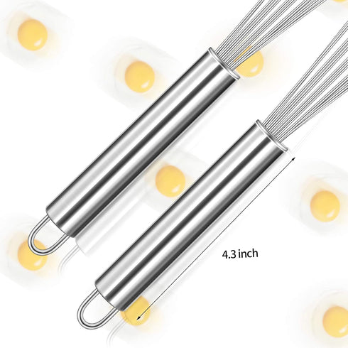 Patelai 2 Pieces Stainless Steel Ball Whisk Set, Kitchen for Cooking, Blending, Whisking, Beating, Stirring (10 Inch,