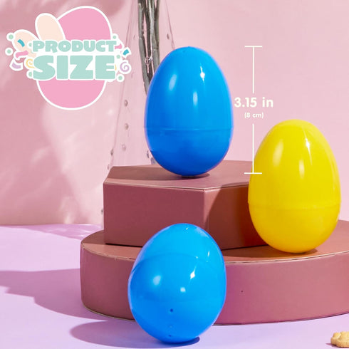 3.15" 264PCS JOYIN Easter Eggs, Fillable Plastic Eggs Empty Colorful Bright Eggshells with Hinge for Easter Hunt
