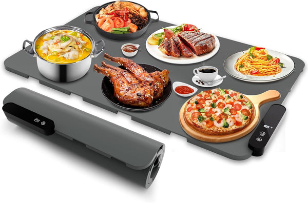 Electric Warming Tray, Rollable Food Warming Mat with 5 Temperature 6 Timer