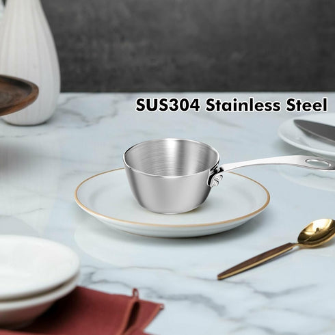 Macevia Mini Sauce Pan, 18/8 Stainless Steel Butter Warmer Mini Pan Cooking Sauce Cup for All Stoves, 5.2oz/150ml,