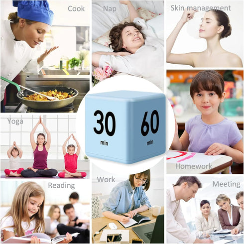 DQDEDIAN 15 20 30 60 Countdown Settings Cube Timer, Kids Timer with Gravity Sensor Flip Mins for ADHD, Time Management