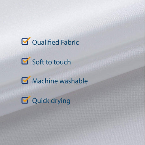 N&Y HOME Fabric Shower Curtain Liner 60 x 72 inches, Hotel Quality, Washable, Water Repellent, White Bathroom Curtains
