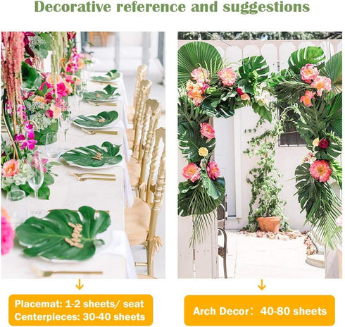 OurWarm 24pcs Large Artificial Tropical Palm Leaves, Faux Safari Leaves Monstera Fake Leaves for Birthday Party Safari
