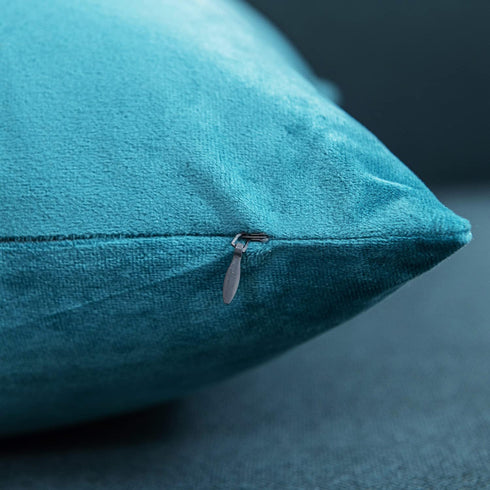 DEZENE Throw Pillow Cases 16x16 Turquoise: 2 Pack Soft Velvet Square Decorative Covers for Home Decor