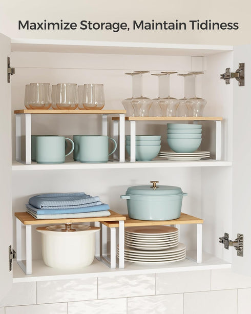 Set 4 Counter UKCS010N01 SONGMICS Cabinet Organizer Shelf, of Kitchen Shelves, Kitchen Storage, Spice Rack, Stackable