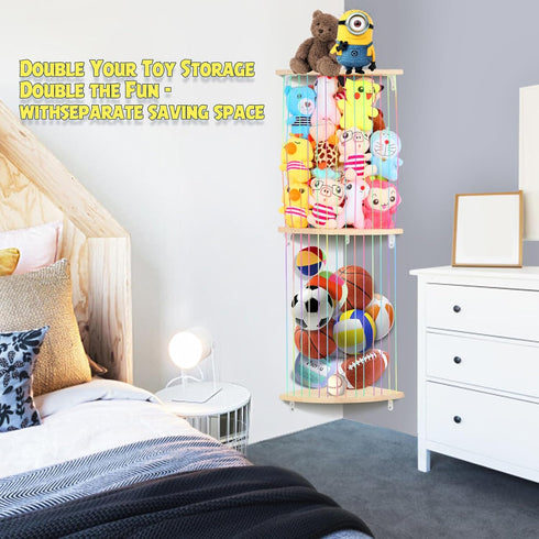 VOMELON Hammock, Stuffed Animal Storage Wood Stuffed Toy Holder, Playroom Nursery Toy Storage Organizer, Decorative