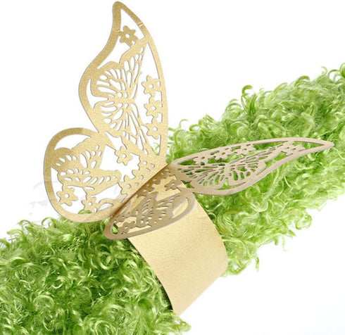 King&Pig 50pcs Laser Cut Butterfly Shape Napkin Rings for Dinners, Lunch Tables, Home Wedding Birthday Party