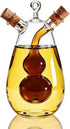 2 1 ELETON in Oil and Vinegar Cruet Hand-Blown Borosilicate Glass Dispenser with Gourd-Shaped Inner Chamber, Leakproof