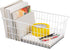 iPEGTOP Wire Storage Freezer Baskets, Set of 6 Large 15.4" White Organizer Storage Bins with Handles for Kitchen,