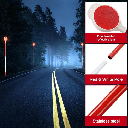 HOME RIGHT 8 Pack Markers,48 Inch Driveway Steel Metal Double Sided Driveway Reflectors,High Visibility Reflective