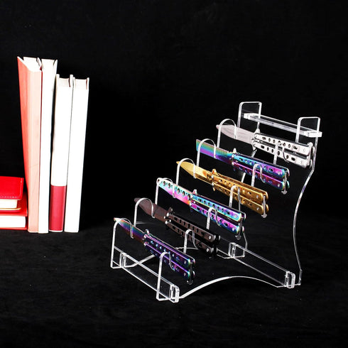 WANLIAN Knife Rack, 6 Tier Acrylic Countertop Knife Display Rack for Knife Storage and Display (Transparent)