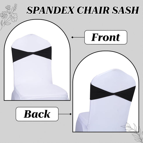 Pack 10 VDS of PCS | Black | Spandex Chair Sashes Bows Without Buckle | Stretch Elastic Banquet Universal Folding Chair
