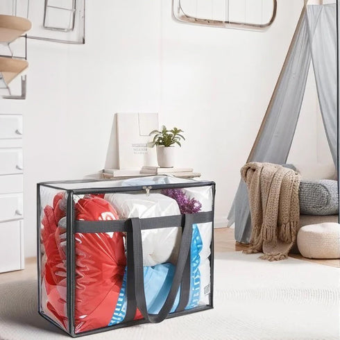 Mr Hsiung 3 PACK Clear Clothes Storage Bags with Sturdy Zippers for Comforters, Blankets, Bedding, Pillows