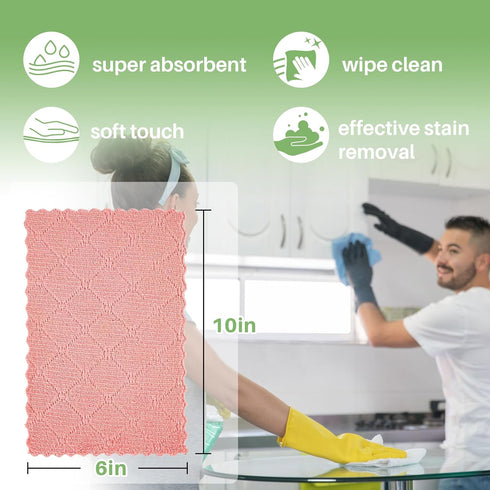 17PCS MAQIHAN Coral Velvet Dish Towels - Super Absorbent Kitchen Towels Microfiber Washcloths Cleaning Rags, Washable