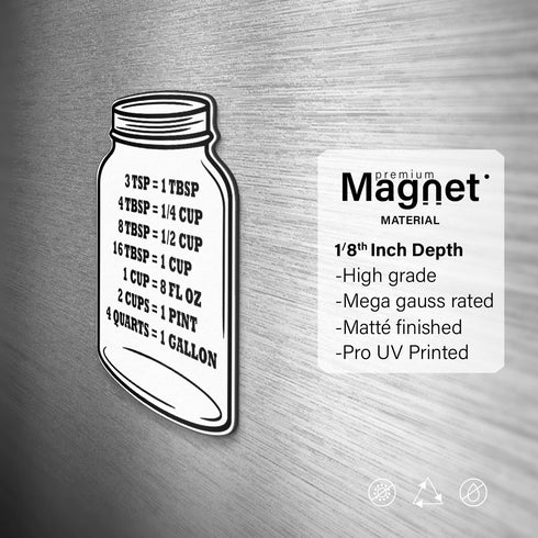 Kitchen Conversion Chart on Jar Magnet Standard Conversion Chart Décor Cooking Measurements for Food Measuring Easy to Read Recipe Baking Tools Accessories