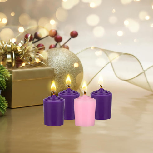 Mega Candles 4 pcs Unscented Christmas Advent Candles Set, Hand Poured Premium Wax, 15 Hours