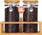 Glass Coffee Storage Container with Bamboo Shelf, 2PCS 49oz Airtight Sealed Jar with Clamp Lid & Spoon