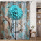 JAWO Teal Dahlia Shower Curtain Set with 12 Hooks - Dahlia Flower on Rustic Wooden Plank Country Style, Waterproof Bath