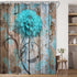JAWO Teal Dahlia Shower Curtain Set with 12 Hooks - Dahlia Flower on Rustic Wooden Plank Country Style, Waterproof Bath
