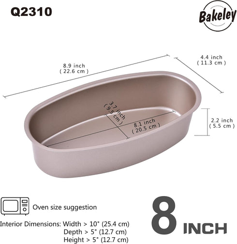 Ellipse Cheese Cake Pan, 8-Inch Non-Stick Oval Cake Bread and Meat Bakeware for Oven and Instant Pot Baking (Champagne Gold) by Bakeley