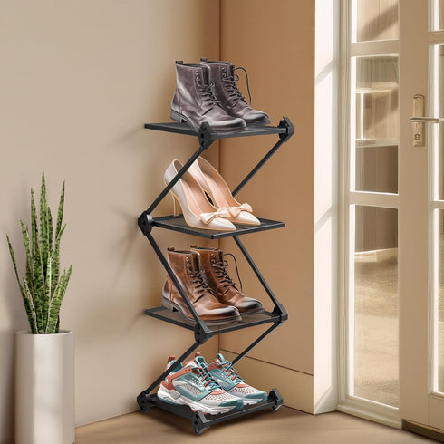 Vertical Shoe Rack 4 Tier Small Shoe Rack Shelf for Entryway Tall