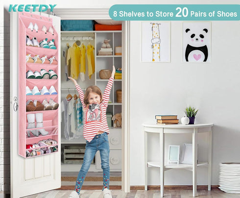 20 Closet KEETDY Over The Door Shoe Organizer Fit Pairs Sneakers Large Hanging Shoe Organizer for Door Storage Boots