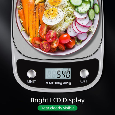 Digital Food Scale, 22 lbs/10kg Multifunction Kitchen Scale with Large Back-lit LCD Display