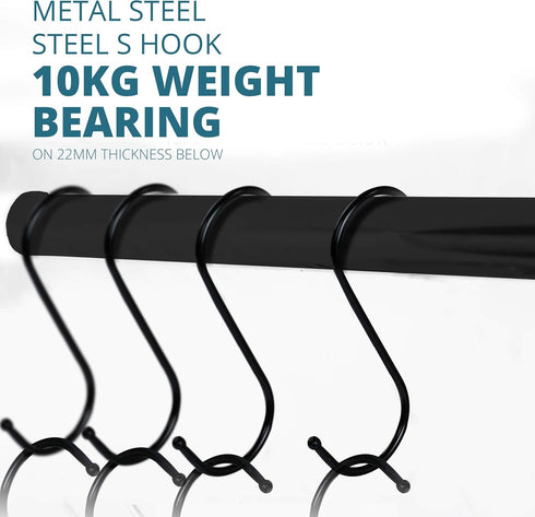 30 Pack Black S Hooks for Hanging, 3.5 Inch Heavy Duty Durable Metal Hooks for Hanging Jeans, Kitchen Utensils, Plants,