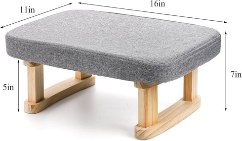 Lawei Small Footstool Ottoman, Rectangle Fabric Foot Stool Rest with Wooden Legs and Non-Slip Soft Padding, Modern
