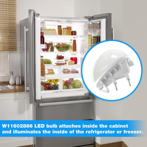 W11602886 Refrigerator LED Light Bulb for Whirlpool Kenmore Amana, Replacement Light for Freezer
