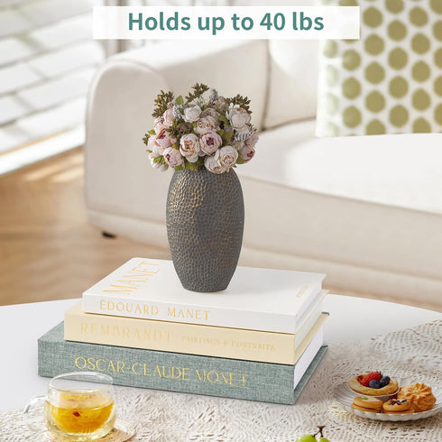 Set 3 HOMEBEST of Decorative Books Linen-Covered Fake Books with Magnetic Closure for Hidden Storage & Coffee Table