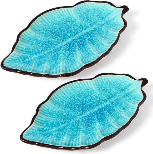 2 Pack Leaf Spoon Rest, Ceramic Ladle Holder, Modern Farmhouse Decorative Utensil Rester for Kitchen Counter