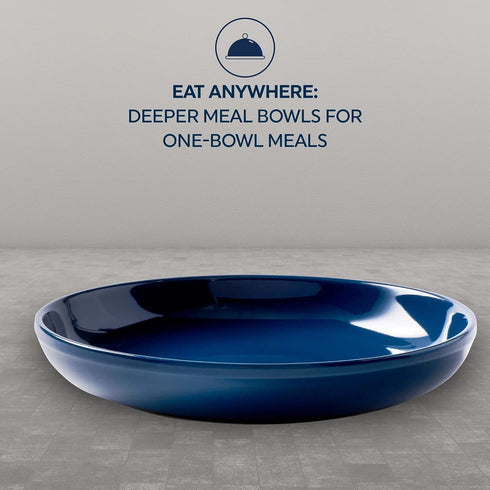 4-Pc Set, 8-1/2-Inch Set, Corelle Stoneware Meal Bowl Handcrafted Artisanal Double Bead Cereal Bowls, Solid Glaze