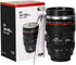 Camera Lens Coffee Mugs, Stainless Steel Lens Cups with Four Leaf Clover Spoon, Novelty Gifts for Photographers