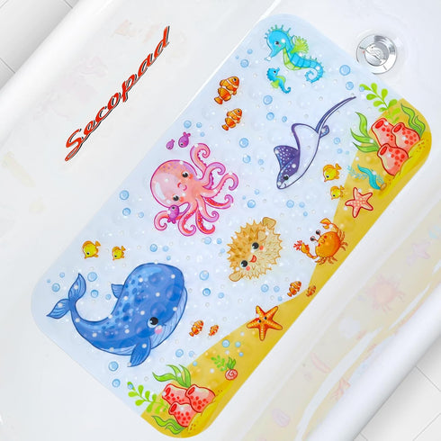 Secopad Bath Mat for Tub Non Slip, Machine Washable Anti-Slip Cartoon Baby