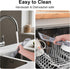 Counter Corner Sink Caddy Kitchen Sink Organizer, Silicone Wrapped Triangle Roll Up Dish Drying Rack Over Sink Drainer