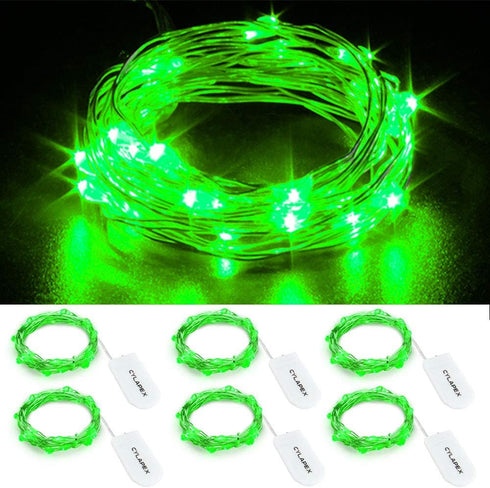 CYLAPEX 6 Pack Green Fairy Lights String, Battery Operated LED Starry String Lights for Christmas Decoration