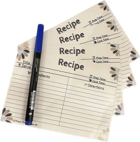 Recipe Cards 4x6 Double Sided, 40 Count Blank Recipe Cards with Gift Pen