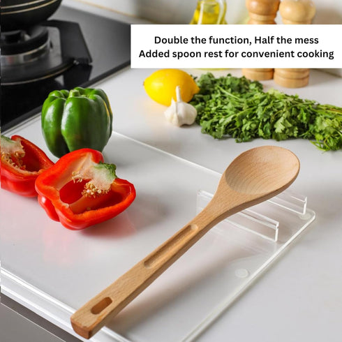 Acrylic Cutting Board With Counter Lip - Clear Cutting Board with Detachable Grater and Spoon Holder for Countertop