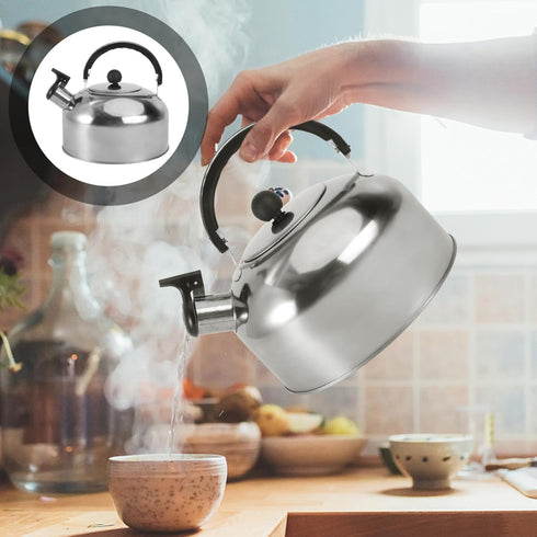 Amosfun 2L Whistling Tea Kettle 7.8 Inch Bottom Stainless Steel Stove Top Teapot with Ergonomic Handle, Milk Warmer for Stovetop Induction Gas Stove Top by Amosfun