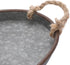 Hipiwe Galvanized Metal Iron Oval Tray with Rope Handle Farmhouse Serving Tray Rustic Industrial Decorative Centerpiece